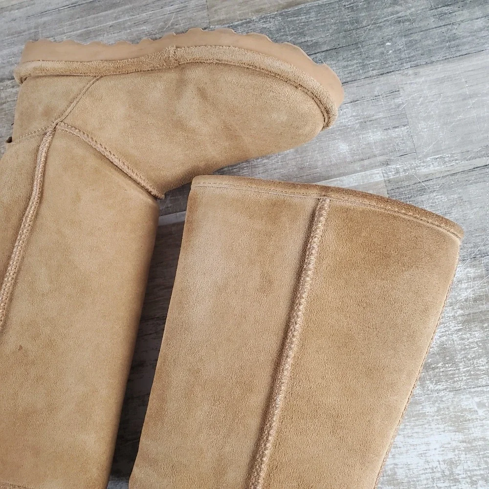 Bearpaw Elle Tall Hickory Womens Mid-Calf Boots Sz 7 Iced‎ Coffee Suede Slip On